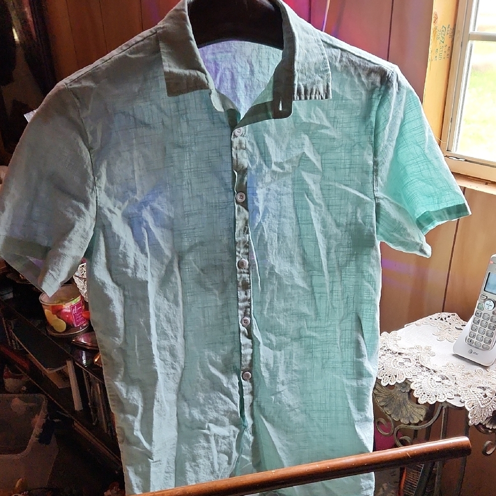 Manfinity Green Casual Button Down Shirt